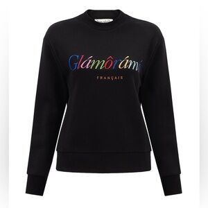 Être Cécile Black Graphic Print Crew Neck Sweatshirt Size S